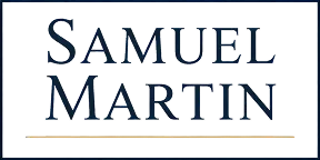 Logo displaying the name "Sam Martin" in bold, uppercase serif font with a horizontal line beneath.